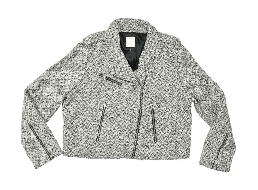 Gap Design & Crafted Women's Tweed Moto Jacket Regular Size XXL Black White NEW